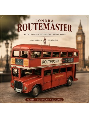 Dekoratif Metal Routemaster Londra Otobüsü | El Yapımı Retro Koleksiyon Modeli