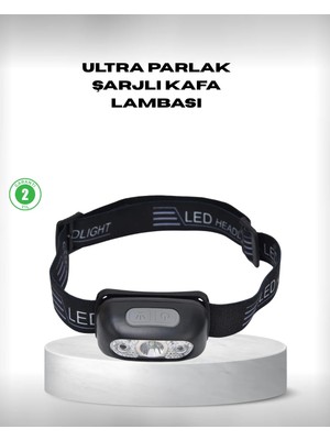 Gece Balıkçılığı Için Ultra Parlak Şarjlı Kafa Lambası | 4 Işık Modu + USB Şarj