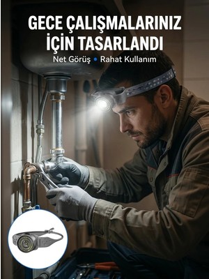 Yüksek Parlaklıklı LED Kafa Feneri Gece Çalışmaları Için Yüksek Parlaklıklı