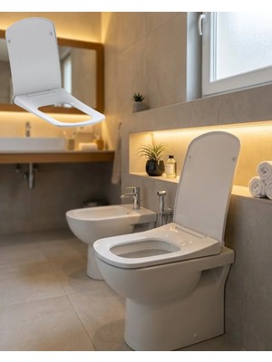 Sessiz Kapanan Klozet Kapağı Slim Tasarım Kolay Temizlik