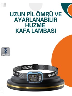 Type C Şarjlı LED Kafa Lambası Güç Göstergeli 53 Modlu