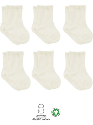 6'lı Basic Penye Soket Çorap 10101 Ekru