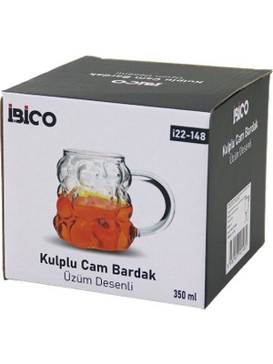 Artisan Cappadocia Üzüm - Kabarcıklı Kulplu Cam Bardak Termisil - Isıya Dayanıklı Borosilikat 350ML (5639)
