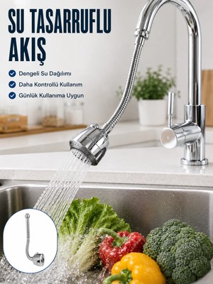 Ayarlanabilir Musluk Başlığı Esnek Spiral Hortumlu Lavabo Uzatma Aparatı