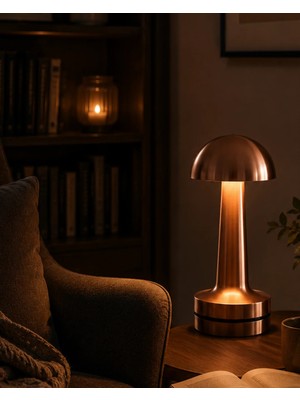 Dokunmatik Mantar Gece Lambası Bronz LED Masa Aydınlatması