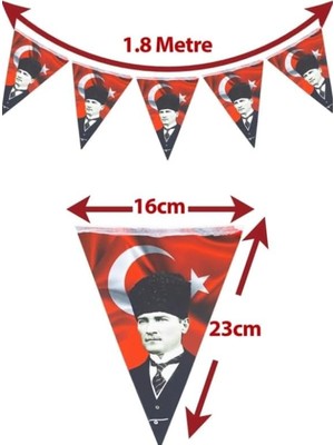 23 Nisan Süsleri Atatürk Desenli 23 Nisan Hediyelik Flama 10 Lu