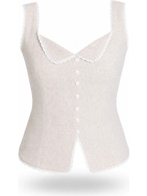 5in1Canpolat Naturel Lilya Linen Dantelli Büstiyer