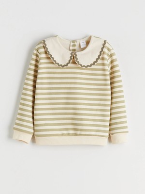 Lc Waikiki Yeni Sezon Bebe Yaka Çizgili Kız Çocuk Sweatshirt