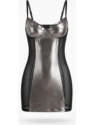 C&city Sırt Dekolteli Babydoll Gri