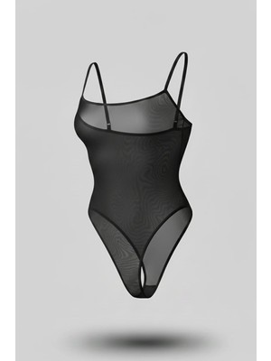C&city Tül Bodysuit Siyah