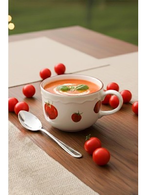 EstoreBox Rakle x Bengi Kurtcebe Pomodoro Stoneware Çorba Kupası 11 cm