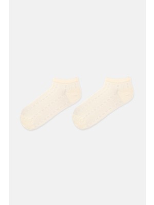 Dagi Krem Kadın Desenli Bambu Patik Çorap