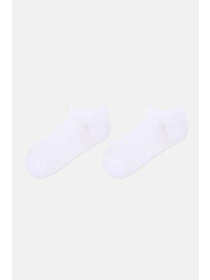 Dagi Beyaz Kadın Nokta Dikişli Bambu Patik Çorap