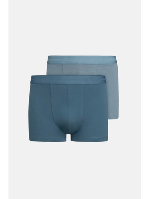 Dagi Mavi 2'li Desenli Pamuk Boxer