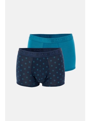 Dagi Lacivert-Mavi Desenli Micro Modal Boxer