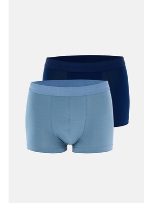Dagi Açık Indigo-Lacivert 5210 2'li Desenli Pamuk Boxer