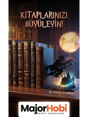 Major Hobi Harry Potter Temalı Kitap Desteği 18X16 cm – Dekoratif Kitap Tutucu Raf Süsü