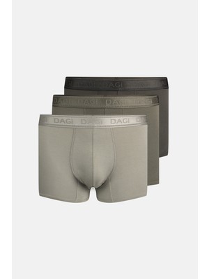 Dagi Haki-Koyu Gri 4210 3'lü Desenli Micro Modal Boxer