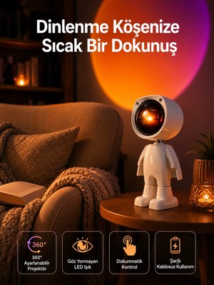 İlk El Grup 180 Derece Dönebilen Astronot Masa ve Gece Lambası Projektör