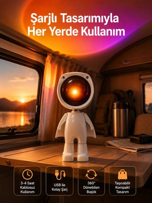 İlk El Grup Gün Batımı Projektör Lamba Astronot Görünümlü Dekoratif Masa Lambası