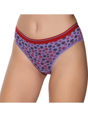 Gümüş 6018 12'li Kadın Likralı Kemer Lastikli Baskılı Bikini