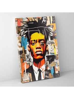 Popcasso Basquiat Temalı Kolaj Kanvas Duvar Tablosu