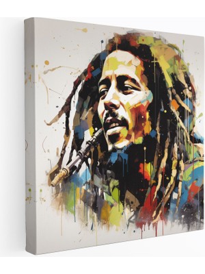 Popcasso Saygı Temalı Bob Marley Kolajı Kanvas Tablo