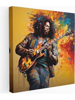 Popcasso Ritmik Enerji ile Renkli Gitar Temalı Kanvas Tablo