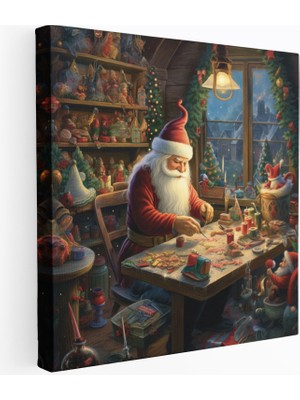 Popcasso Noel Temalı Atölye Manzarası Kanvas Tablo