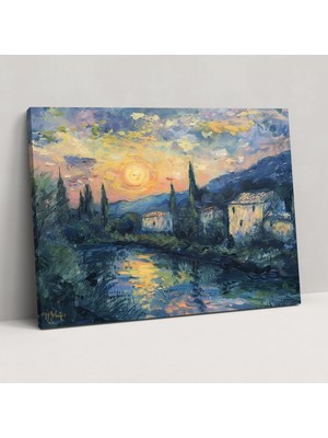Popcasso Köy Manzarası Claude Monet Kanvas Tablo