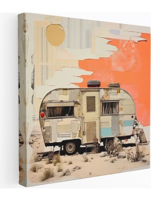 Popcasso Gezgin Ruhu Vintage Karavan Duvar Tablosu Kanvas