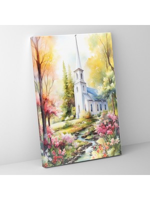 Popcasso Kilise Manzaralı Kanvas Tablo