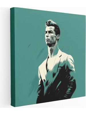 Popcasso Minimalist Çizim Cristiano Ronaldo Duvar Tablosu Temiz Hatlar Monokrom Renkler
