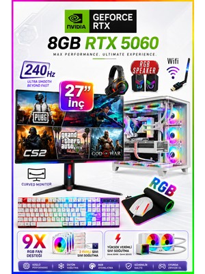 DMC N39X Windows 11 / Ryzen 7 5700 / 32GB RAM / 1TB SSD / RTX5060 / 27"240Hz / Sıvı Soğutmalı Oyuncu Bilgisayar