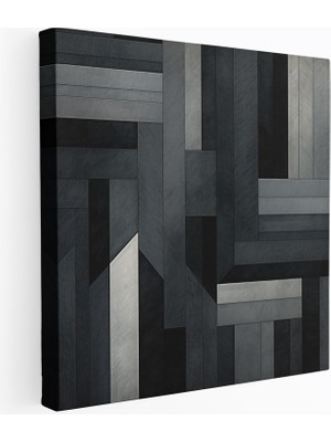 Popcasso Geometrik Desenli Gri Kanvas Tablo