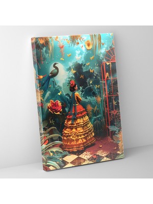 Popcasso Frida Kahlo Tarzı Kanvas Tablo - Duvar Sanatı