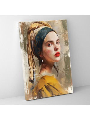Popcasso Vermeer Tarzı Kanvas Tablo - Duvar Sanatı