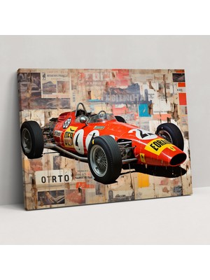Popcasso Formula 1 Retro Afiş Kanvas Tablo