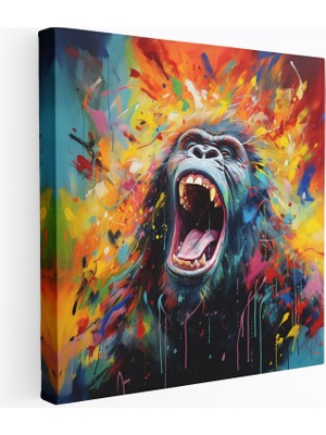 Popcasso Soyut Akrilik Boyama ile Gorilla Kanvas Tablo