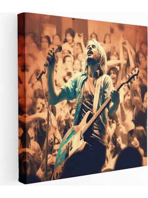 Popcasso Grunge Tarzı Kurt Cobain Kanvas Duvar Tablosu - Rock Müzik Sanatı