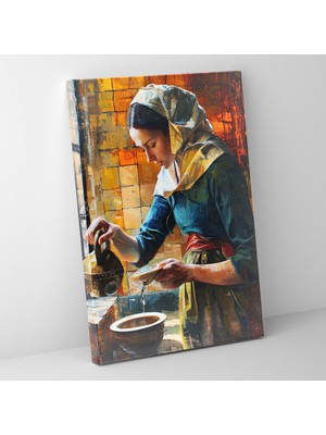 Popcasso Vermeer Tarzı Kanvas Tablo - Şık Duvar Sanatı