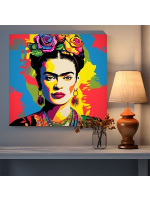 Popcasso Frida Kahlo Portre Kanvas Tablo - Pop Art Tarzında Kişilik Yansıması