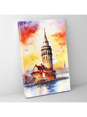 Popcasso Günbatımı Manzarasıyla Galata Kulesi Kanvas Tablo