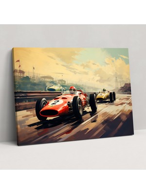 Popcasso Retro Vintage Formula 1 Kanvas Tablo