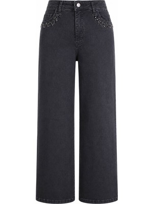 Trender Taşlı Siyah Kadın Jean Pantolon 7984
