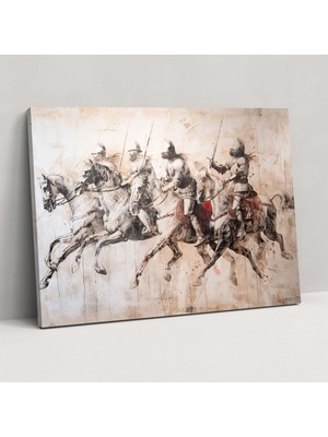 Popcasso Tarihi Şavaş Şövalyeleri Leonardo Da Vinci Stilinde Kanvas Tablo