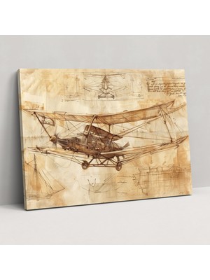 Popcasso Leonardo Da Vinci'nin Uçan Makine Konseptli Kanvas Tablo