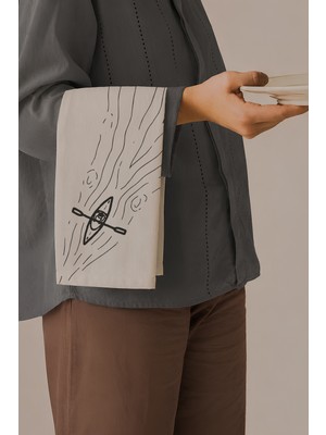 Grafiklas Kayık ve Sanat Dijital Baskılı Amerikan Servis Seti - 4'lü Ham Keten Runner Servis Altlığı 32X43 cm