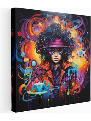 Popcasso Enerjik Graffiti Tarzında Micheal Jackson Duvar Tablosu Canlı Renklerle Ev Dekorasyonu