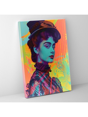 Popcasso Klasik Pop Art Tarzında Viktorya Portresi Kanvas Tablo